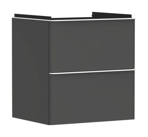 Waschtischunterschrank in Diamantgrau Matt von Hansgrohe mit zwei Schubkästen, schlichte Formgebung ohne sichtbare Griffe.